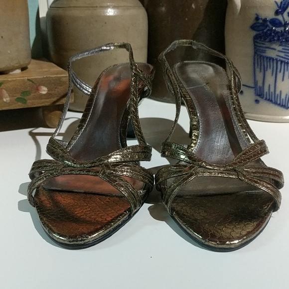 Calvin Klein Gold High Heeled Sandals - Picture 2 of 8